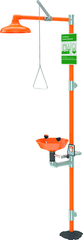 Guardian combination eyewash and shower station. Eyewash features a plastic bowl with two GS-Plus™ spray-type outlet heads that deliver a flood of water for rinsing eyes. - Exact Tool & Supply
