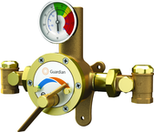 Guardian tempering valve blends hot and cold water to deliver tepid water. Flow capacity is 3.0 to 34 GPM, for use with a single emergency shower, or multiple eyewash, eye/face wash, eyewash/drench hose or drench hose units. - Exact Tool & Supply
