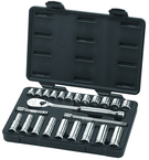 24PC 3/8 DR METRIC SKT SET STD/DEEP - Exact Tool & Supply