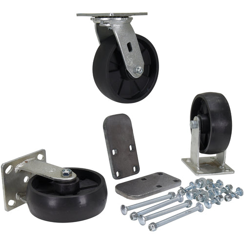 6″ × 2″ Glass Filled Nylon Caster Kit 3.6K - Exact Tool & Supply