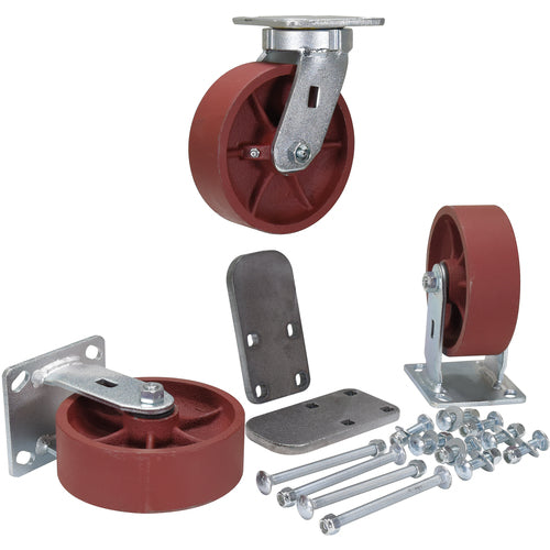 6″ × 2″ Ductile Steel Caster Kit 6K - Exact Tool & Supply
