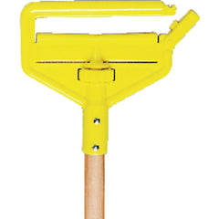 Invader - Side Gate Wet Mop Handle, Large Yellow Plastic Head, Hardwood Handle - Should be used with 5″ headband mops - Exact Tool & Supply