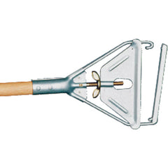 Invader - Easy Change Wet Mop Handle - Large Steel Head - Wood Handle - Should be used with 5″ headband mops only - Exact Tool & Supply
