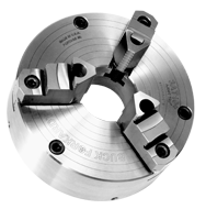 Ajust-Tru+ Universal Chuck - 4" Plain Mount; 3-Jaw; Solid Jaw - Exact Tool & Supply