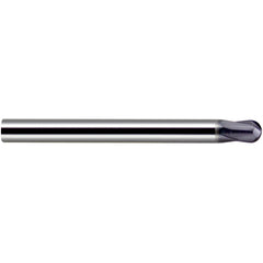 3/32″ Dia. × 1/8″ Shank × 3/16″ DOC × 3 OAL, Carbide nACo, 2 Flute, Ballnose End Mill - Exact Tool & Supply