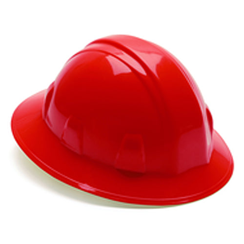 Hard Hat - Red Full Brim 4 Point Ratchet Style - Exact Tool & Supply