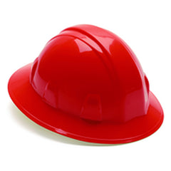 Hard Hat - Red Full Brim 4 Point Ratchet Style - Exact Tool & Supply