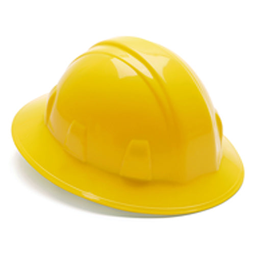 Hard Hat - Yellow Full Brim 4 Point Ratchet Style - Exact Tool & Supply