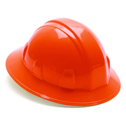 Hard Hat - Orange Full Brim 4 Point Ratchet Style - Exact Tool & Supply