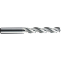 #29 Dia. × 0.2362″ Shank × 28 mm Flute Length × 66 mm OAL, 5xD, 124°, TB, 3 Flute, External, Round Solid Carbide Drill - Exact Tool & Supply