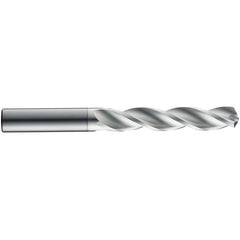 #21 Dia. × 6 mm Shank × 36 mm Flute Length × 74 mm OAL, 5xD, 124°, TB, 3 Flute, External, Round Solid Carbide Drill - Exact Tool & Supply