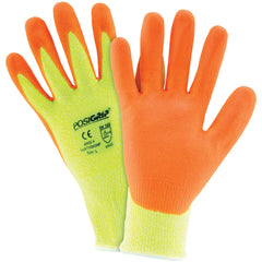 Hi Vis 10 Gauge Yellow HPPE Shell w/ Orange Foam Nitrile Palm Cut Resistant Gloves Medium - Exact Tool & Supply