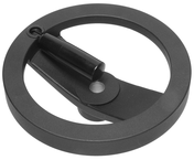 70933, 5 Inch 2 Spoke with Folding Handle Aluminum Powder Coated Hand Wheel with 3/8" Bore - Exact Tool & Supply