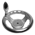 70981, 6" inch spoked cast iron hand wheel with 1/2" bore with chrome steel revolving handle - Exact Tool & Supply