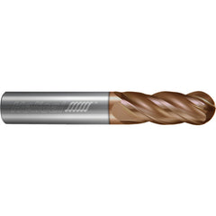 ‎4 Flute - Ball - 1.0000″ (1) Cutter DIA × 1.0000″ (1) Shank DIA × 0.5000″ (1/2) Radius × 2.0000″ (2) LOC × 4.5000″ (4-1/2) OAL  - TPLUS Coated