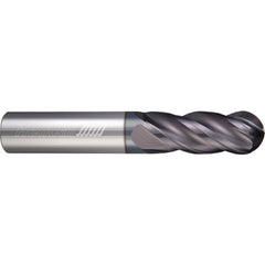 ‎4 Flute - Ball - 25.000 mm Cutter DIA × 25.000 mm Shank DIA × 12.500 mm Radius × 64.000 mm LOC × 125.000 mm OAL  - APLUS Coated