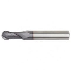 3/16x3/16x5/8x2 Ball Nose 2FL Carbide End Mill-Round Shank-TiAlN - Exact Tool & Supply