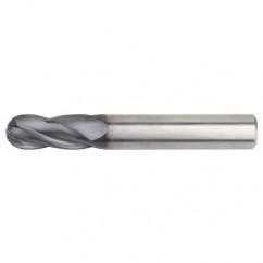 3/8x3/8x1x2-1/2 Ball Nose 4FL Carbide End Mill-Round Shank-TiAlN - Exact Tool & Supply
