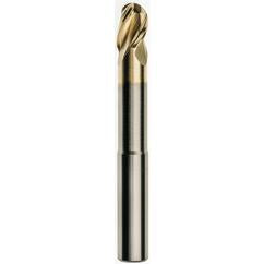 1 x 1 x 1-1/4 x 6 w/3-3/8 Reach Ball Nose 3 Flute Carbide M223N Streaker End Mill-ZrN - Exact Tool & Supply
