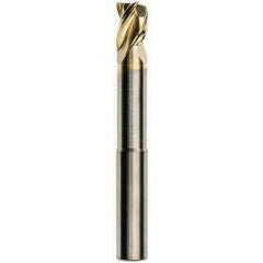 3/16 x 3/16 x 1/4 x 3 w/1 Reach .015 Radius 3 Flute Carbide M223N Streaker End Mill-ZrN - Exact Tool & Supply