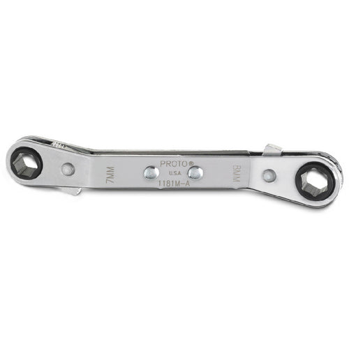‎Proto Offset Double Box Reversible Ratcheting Wrench 7 × 8 mm - 6 Point - Exact Tool & Supply