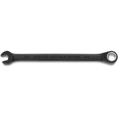 Proto Black Chrome Combination Non-Reversible Ratcheting Wrench 1/4″ - Spline - Exact Tool & Supply
