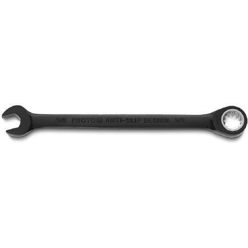 Proto Black Chrome Combination Non-Reversible Ratcheting Wrench 3/8″ - Spline - Exact Tool & Supply