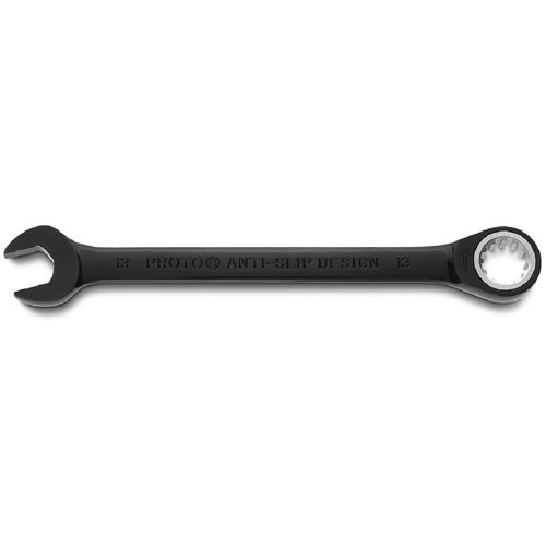 Proto Black Chrome Combination Non-Reversible Ratcheting Wrench 13 mm - Spline - Exact Tool & Supply