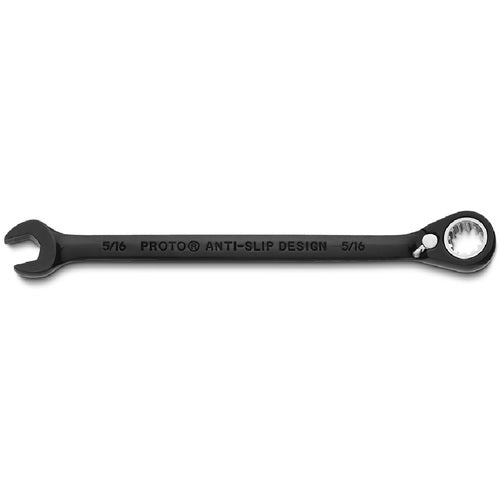 Proto Black Chrome Combination Reversible Ratcheting Wrench 5/16″ - Spline - Exact Tool & Supply
