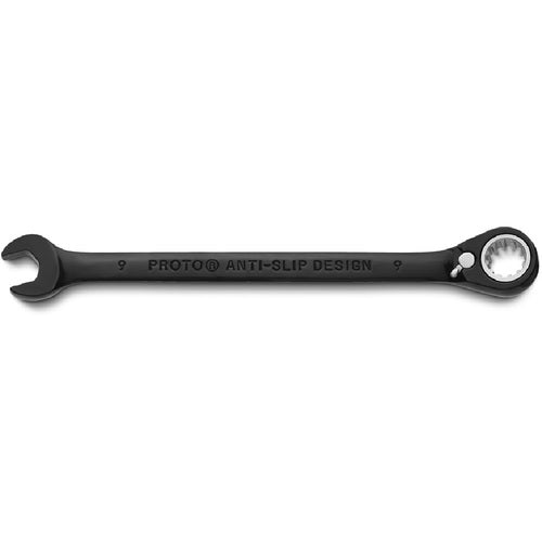 Proto Black Chrome Combination Reversible Ratcheting Wrench 9 mm - Spline - Exact Tool & Supply