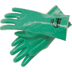 Predaknit Gloves - Green - Full Rough Nitrile Coating - Interlock Lined - 12″ Gauntlet Cuff - Size X-Large - Exact Tool & Supply