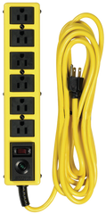 6 Outlet - Black/Yellow - Surge Protector/Circuit Breaker - Exact Tool & Supply