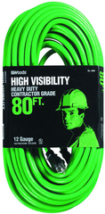 80' Ext. Cord Extra HD 1-Outlet- Neon High Visibility - Exact Tool & Supply