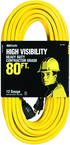 80' Ext. Cord Extra HD 1-Outlet- Neon High Visibility - Exact Tool & Supply