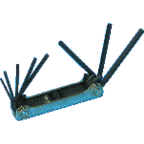 7 Pieces-2.0 mm-8 mm Fold Up Style-4 1/4″ Arm-Hex Key Set - Exact Tool & Supply