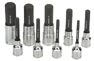 9 Piece - 4; 5; 6; 7; 8; 10; 12; 14; 17mm - 2" OAL - Pro Hold® Metric Socket Bit Set - Exact Tool & Supply