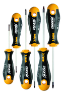 6 Piece - T8 - T25 - Torx Tip Ergonic Screwdrivers - Impact-Proof Handle with Hanging Hole - Exact Tool & Supply