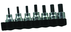 7 Piece - 1/8; 5/32;  3/16; 7/32; 1/4; 5/16 & 3/8" - 3/8" Square Drive - Hex Bit Set - Exact Tool & Supply