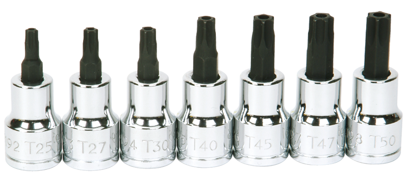 #9319128 - T25; T27; T30; T40; T45; T47; T50 - 3/8" Drive - Socket Drive Torx Bit Set - Exact Tool & Supply