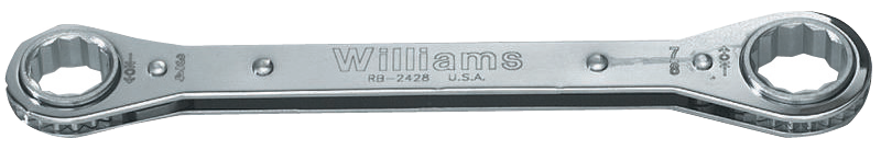5/8 x 3/4'' - 8-1/8'' OAL - Chrome Plated Straight Ratcheting Box Wrench - Exact Tool & Supply