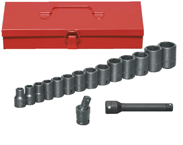 16 Piece - #9324566 - 10 to 27mm - 1/2" Drive - 6 Point - Metric Deep Impact Socket Set - Exact Tool & Supply