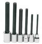 6 Piece - 1/4; 5/16; 3/8; 1/2; 9/16; 5/8" - 1/2" Drive - Hex Bit Socket Set - Exact Tool & Supply