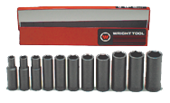 11 Piece - #412 - 3/8 to 1" - 1/2'' Drive - 6 Point - Deep Impact Socket Set - Exact Tool & Supply