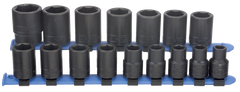 16 Piece - #466 - 10 to 27mm - 1/2'' Drive - 6 Point - Metric Impact Socket Set - Exact Tool & Supply