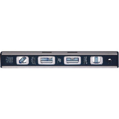 Model EM8112–12″ Length–4 Vials (1 Plumb, 1 Level, 1 45°, 1 Vari-Pitch) - Magnetic Toolbox Level - Exact Tool & Supply