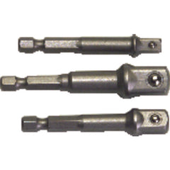 3 Piece - Magnetic Nut Driver Bit Set - For 1/4″, 3/8″, 1/2″ Sockets - Exact Tool & Supply