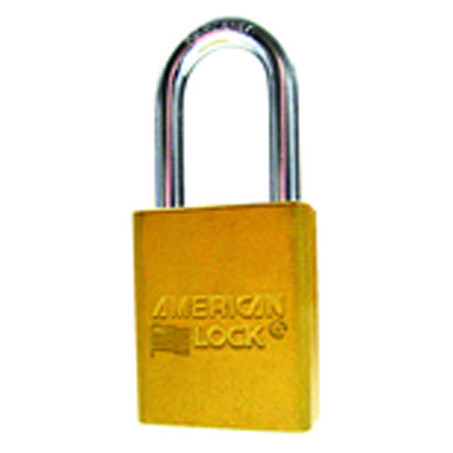 Aluminum Padlock 1 1/2″ Body Width; Keyed: Different; Yellow - Exact Tool & Supply