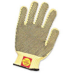 Ladies' Gloves- Perfect Fit Series Knits Cut Resistant- Kevlar With Coatings 7 Cut Standard Weight 100% Kevlar With Double Side Brown PVC Dot Coating. Aramid - PVC Screen Coated Cut Resistant - Knits - Exact Tool & Supply
