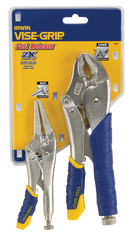 Fast Release Curved Jaw Locking Pliers Set -- 2 Pieces -- Includes: 10" Curved Jaw & 6" Long Nose - Exact Tool & Supply