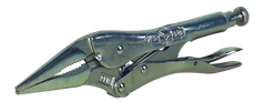 Long Nose Locking Pliers with Wire Cutter -- #9LN Plain Grip 3'' Capacity 9'' Long - Exact Tool & Supply